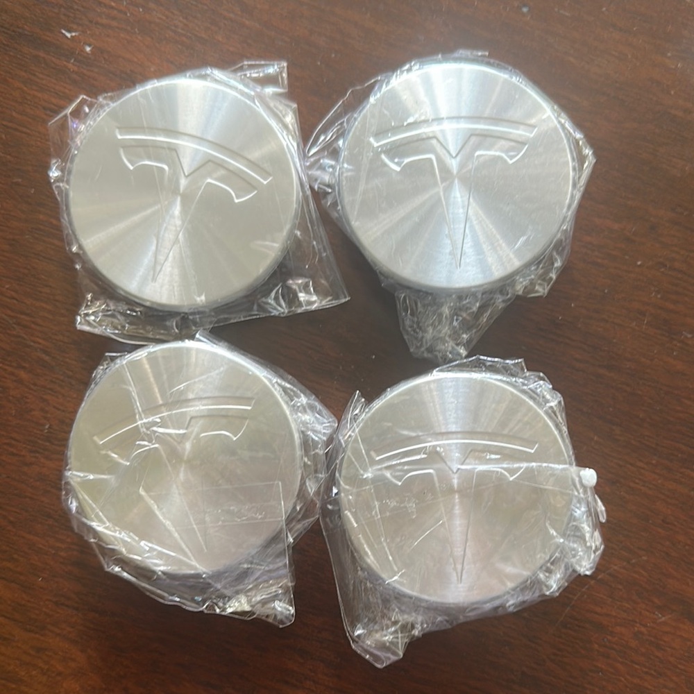 Tesla Silver Wheel Center Covers